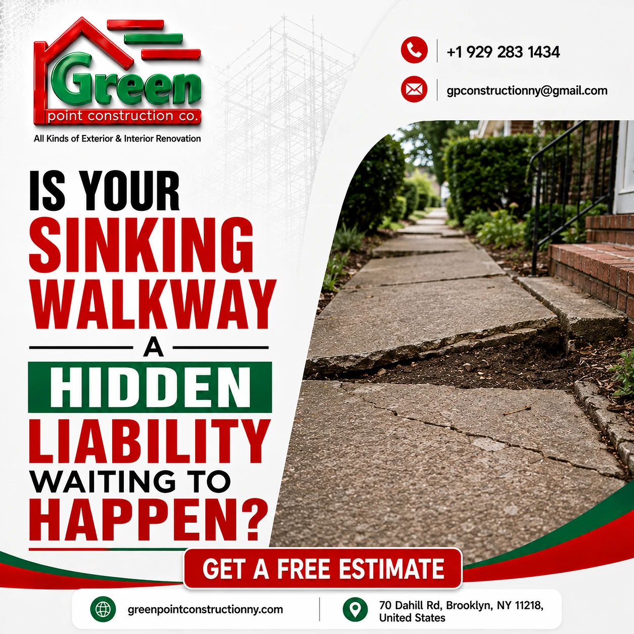IS YOUR SINKING WALKWAY A HIDDEN LIABILITY WAITING TO HAPPEN?