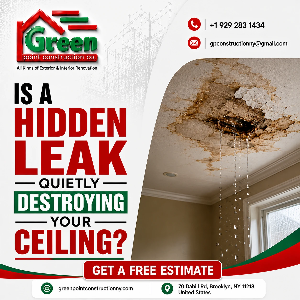 IS A HIDDEN LEAK QUIETLY DESTROYING YOUR CEILING?