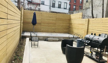 Backyard Fence & paving in Quincy st. Brooklyn, NY completed by Green point construction