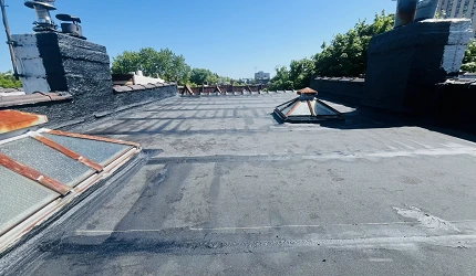 Roof completely replaced with skylight replaced and coating at 25 Rutland Rd, Brooklyn, Ny
