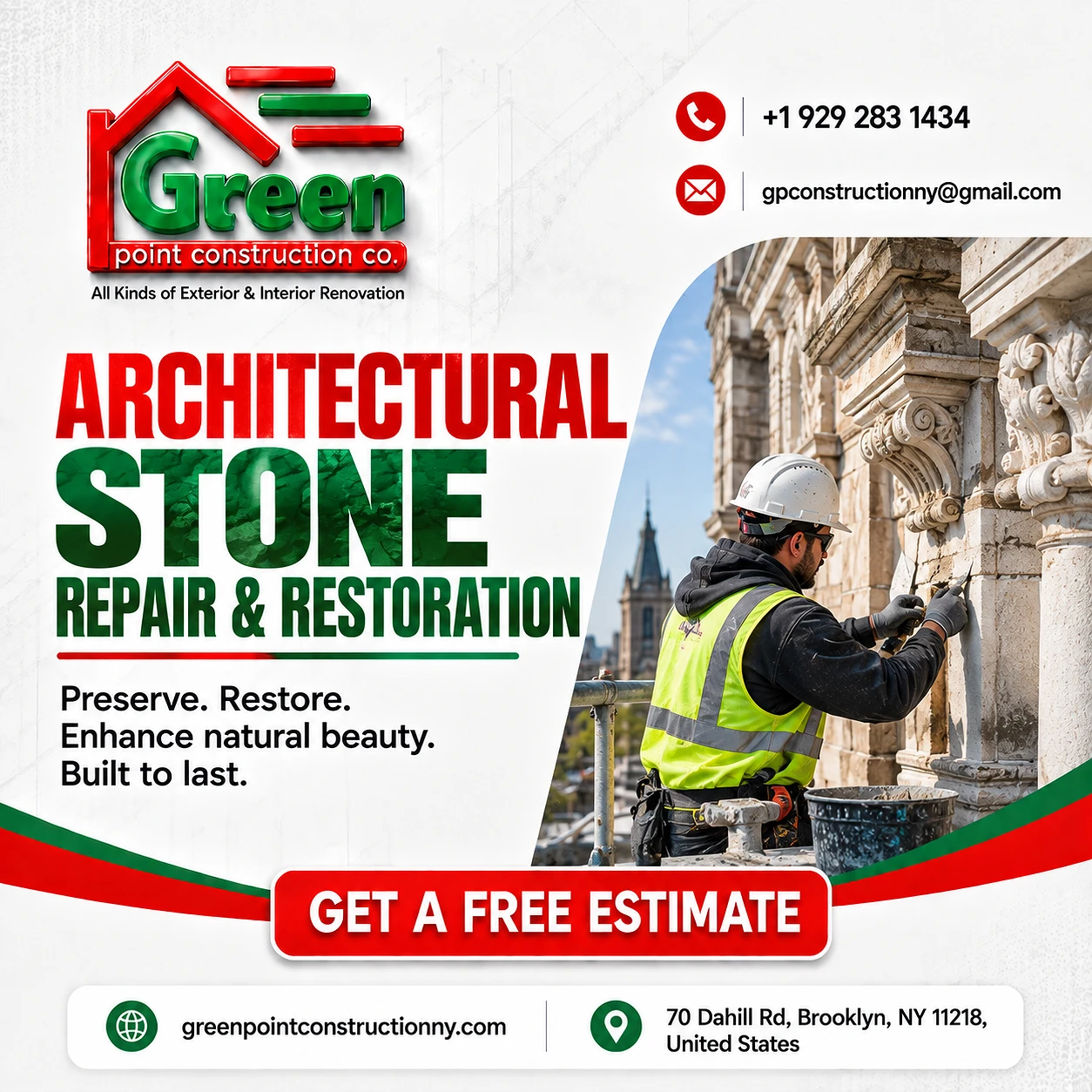 Architectural Stone Repair & Restoration in Brooklyn
